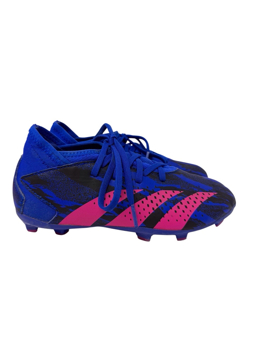 Adidas Predator Accuracy soccer cleats blue black and magenta youth size US 2.5